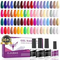 💅 gel nail polish kit - ejiubas 39 pcs, long-lasting over 21 days, rainbow nude neon glitter 36 colors gel polish with gel top coat, base coat, and nail strengthener for nail art salon or diy manicure logo