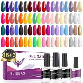 img 4 attached to 💅 Gel Nail Polish Kit - Ejiubas 39 Pcs, Long-Lasting over 21 Days, Rainbow Nude Neon Glitter 36 Colors Gel Polish with Gel Top Coat, Base Coat, and Nail Strengthener for Nail Art Salon or DIY Manicure