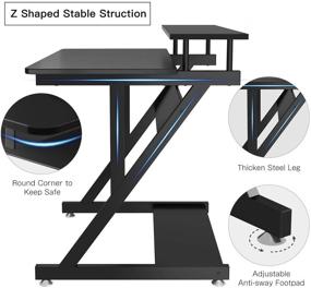 img 3 attached to Black Z Shaped Computer Desk with Monitor Shelf and Storage Shelves - Space-Saving Compact Corner Desk for Small Spaces, Dripex Home Office Desk