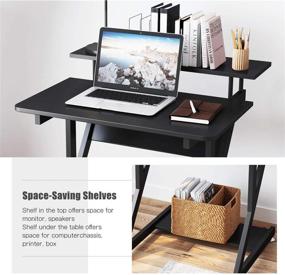 img 2 attached to Black Z Shaped Computer Desk with Monitor Shelf and Storage Shelves - Space-Saving Compact Corner Desk for Small Spaces, Dripex Home Office Desk