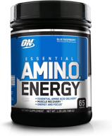 optimum nutrition amino energy - a powerful pre workout with green tea, bcaa, amino acids, and energy-boosting powder – blue raspberry flavor, 65 servings logo