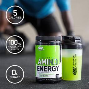 img 1 attached to Optimum Nutrition Amino Energy - A Powerful Pre Workout with Green Tea, BCAA, Amino Acids, and Energy-Boosting Powder – Blue Raspberry Flavor, 65 Servings