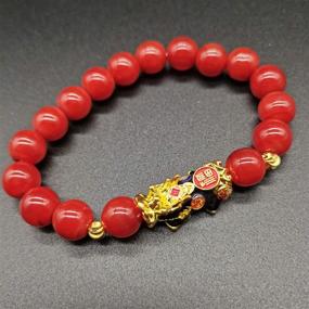 img 1 attached to 💰 Enhanced Feng Shui Pixiu Bracelet - 10mm Dragon Amulet with Natural Stone Beads for Wealth, Money, and Good Luck Attraction