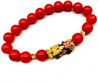 💰 enhanced feng shui pixiu bracelet - 10mm dragon amulet with natural stone beads for wealth, money, and good luck attraction logo