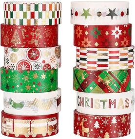 img 4 attached to 12 Rolls Christmas Pattern Washi Tape 0.6 Inch Wide - Decorative Paper Tape for DIY Craft, Scrapbook, Journal - Sticky Christmas Tree Pattern - DIY Masking Craft Tape - Journal Supplies