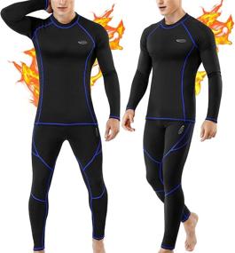 img 4 attached to Men's Thermal Underwear, Long Johns Set with Fleece Lined Base Layer Top and Bottom