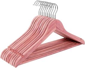 img 4 attached to 🌸 Refreshing Scent & Stylish Design: SONGMICS Cedar Wood Hangers - Pack of 10 Pinkish Red Suit Hangers with Non-Slip Notches and Smooth Surface for Closet Organization