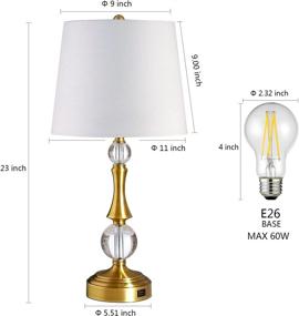 img 1 attached to Touch Control USB Crystal Table Lamp 3-Way Dimmable With White Fabric Shade