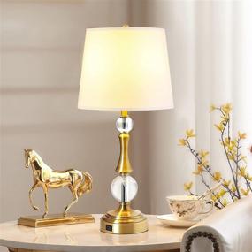 img 3 attached to Touch Control USB Crystal Table Lamp 3-Way Dimmable With White Fabric Shade