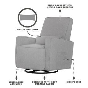 img 1 attached to 🪑 Evolur Holland Light Grey Upholstered Swivel Glider