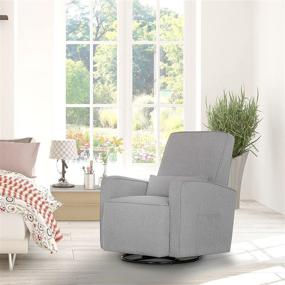 img 3 attached to 🪑 Evolur Holland Light Grey Upholstered Swivel Glider