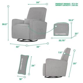 img 2 attached to 🪑 Evolur Holland Light Grey Upholstered Swivel Glider