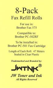 img 1 attached to PC-502RF Compatible Fax Film Ribbon Refill Rolls - Pack of 8 for Brother Fax 575