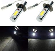 calais ultra-bright h3 led fog light bulbs 6000k 💡 white 2000lm cob chips car fog lights replacements (pack of 2) logo