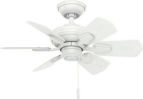 img 3 attached to 31-inch Casablanca Wailea Snow White Finish Indoor/Outdoor Ceiling Fan with Pull Chain Control by Hunter Fan Company 59523