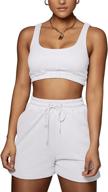 👗 stylish and comfortable meladyan women's 2-piece solid u neck sports crop bra vest top drawstring high waist shorts sets: perfect for active biker sweatsuits логотип