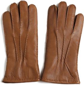 img 2 attached to 🧤 YISEVEN Deerskin Cashmere Handsewn Buckskin Men's Gloves & Mittens: Premium Accessories