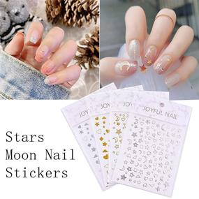 img 3 attached to 🌟 8 Sheets Metallic Stars Moon Nail Art Stickers - Self-Adhesive Gold Silver Geometry Star Moon Planet Nail Decals for Acrylic Nails - DIY Manicure Supplies and Nail Decoration Accessories