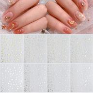 🌟 8 sheets metallic stars moon nail art stickers - self-adhesive gold silver geometry star moon planet nail decals for acrylic nails - diy manicure supplies and nail decoration accessories logo