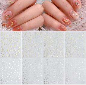 img 4 attached to 🌟 8 Sheets Metallic Stars Moon Nail Art Stickers - Self-Adhesive Gold Silver Geometry Star Moon Planet Nail Decals for Acrylic Nails - DIY Manicure Supplies and Nail Decoration Accessories