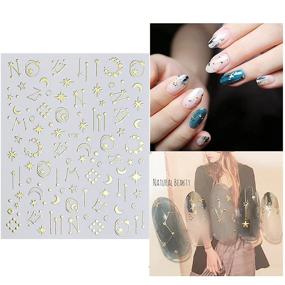 img 1 attached to 🌟 8 Sheets Metallic Stars Moon Nail Art Stickers - Self-Adhesive Gold Silver Geometry Star Moon Planet Nail Decals for Acrylic Nails - DIY Manicure Supplies and Nail Decoration Accessories