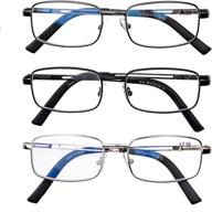 👓 3-pack metal frame reading glasses: blue light blocking readers for men with spring hinge logo