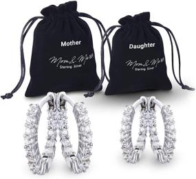 img 4 attached to 👩 Mom and Daughter Cubic Zirconia Earrings Set – Elegant 925 Silver Jewelry for Birthday and Special Occasions