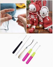 img 2 attached to 🧶 Versatile Set of 5 Latch Hook Crochet Needle Hook Tools for Hair Braiding, Carpet Making, and Crafts