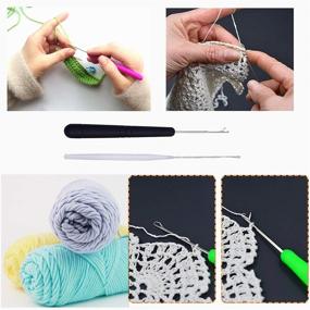 img 1 attached to 🧶 Versatile Set of 5 Latch Hook Crochet Needle Hook Tools for Hair Braiding, Carpet Making, and Crafts