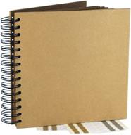 📸 kraft photo booth album and scrapbook - hardcover spiral bound square cardboard, 40 sheets (8 inches) logo