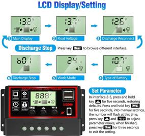 img 2 attached to Продвинутый солнечный контроллер заряда 2021 года, 30A черная панель регулятора батареи ⚡️ с двумя портами USB, интеллектуальным адаптивным дисплеем LCD с PWM-регулированием параметров (12V/24V)