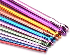 img 2 attached to 🧶 Colorful Buytra 11-Piece Aluminum Tunisian Afghan Crochet Hooks Set, 2mm to 8mm