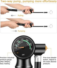 img 3 attached to 🚲 Compact 300 PSI Mini Bike Pump & Glueless Puncture Repair Kit for Mountain Bikes - Dial-Gauge, Bleed Valve, Presta & Schrader Valve Adapter