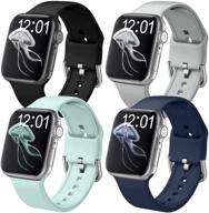 band4u pack 4 silicone bands compatible with apple watch band 41mm 45mm 38mm 40mm 42mm 44mm logo