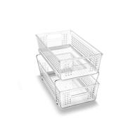 📦 madesmart clear 2-tier organizer with handles - multi-purpose slide-out storage baskets logo