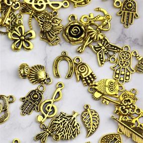 img 1 attached to 🧡 Aokbean 100Pcs Mixed Tibetan Gold Pendant Charms for DIY Craft Bracelet Necklace Making Party Favors - Jewelry Making Charms