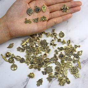 img 2 attached to 🧡 Aokbean 100Pcs Mixed Tibetan Gold Pendant Charms for DIY Craft Bracelet Necklace Making Party Favors - Jewelry Making Charms