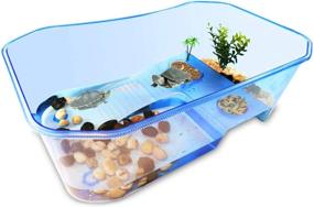 img 4 attached to 🐢 Rypet Turtle Tank Aquarium - Reptile Habitat, Turtle Habitat, Crayfish Crab Aquarium Tank (Accessories Not Included)