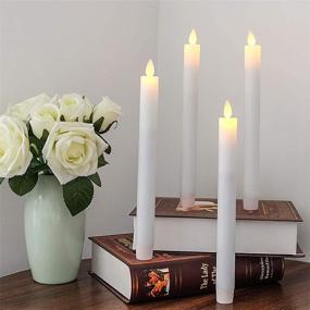 img 1 attached to DRomance Remote Control White Flameless Taper Candles with Timer - Battery Operated LED Window Candles, 0.78 x 9.5 Inches Real Wax, Amber Yellow, Set of 4 for Christmas Window Decorations