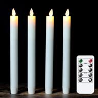 dromance remote control white flameless taper candles with timer - battery operated led window candles, 0.78 x 9.5 inches real wax, amber yellow, set of 4 for christmas window decorations логотип