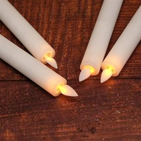 img 3 attached to DRomance Remote Control White Flameless Taper Candles with Timer - Battery Operated LED Window Candles, 0.78 x 9.5 Inches Real Wax, Amber Yellow, Set of 4 for Christmas Window Decorations