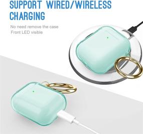 img 1 attached to Чехол Valkit AirPod Cover - прозрачный защитный чехол из термопластичного полиуретана с карабином, ударопрочный чехол для Apple AirPods 2 и 1 - свежий мятный цвет, подходит для девушек, женщин и мужчин.