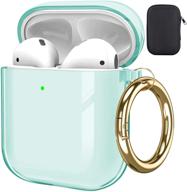 чехол valkit airpod cover - прозрачный защитный чехол из термопластичного полиуретана с карабином, ударопрочный чехол для apple airpods 2 и 1 - свежий мятный цвет, подходит для девушек, женщин и мужчин. логотип