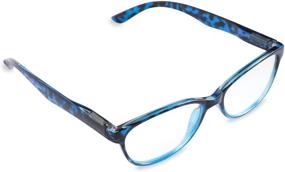 img 4 attached to Blue & Grey Tortoise Women's Reading Glasses with Spring Hinges & Case - 1.5x Magnification - Inner Vision