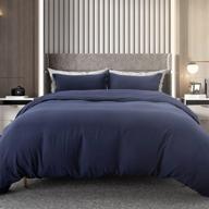 navy blue ultra soft duvet cover set - queen size 3pcs bedding, 100% brushed fiber, zipper closure comforter cover + 2 pillow shams - (no comforter included) logo