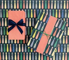 img 3 attached to 🎁 ECOARTTE by Glenda Chaves, Men's Birthday Ties/Checks Reversible Wrapping Paper Sheets, Recyclable and Premium Quality (6 Sheet Pack, 28”x20”) Ideal for Fathers Day, Graduations, Promotions, Retirements, and More