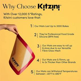 img 2 attached to 🍪 Professional Grade Kitzini Silicone Baking Mat Set: Non-Stick Mats for Cookies, Macarons & Pastry. 3 Quarter Baking Sheets, BPA Free