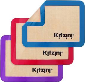 img 4 attached to 🍪 Professional Grade Kitzini Silicone Baking Mat Set: Non-Stick Mats for Cookies, Macarons & Pastry. 3 Quarter Baking Sheets, BPA Free