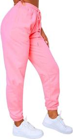 img 3 attached to 👖 Solid Women's Jogger Sweatpants with Drawstring Waist, Elastic Bottom, and Casual Workout Trousers