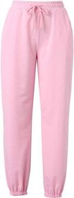 img 2 attached to 👖 Solid Women's Jogger Sweatpants with Drawstring Waist, Elastic Bottom, and Casual Workout Trousers